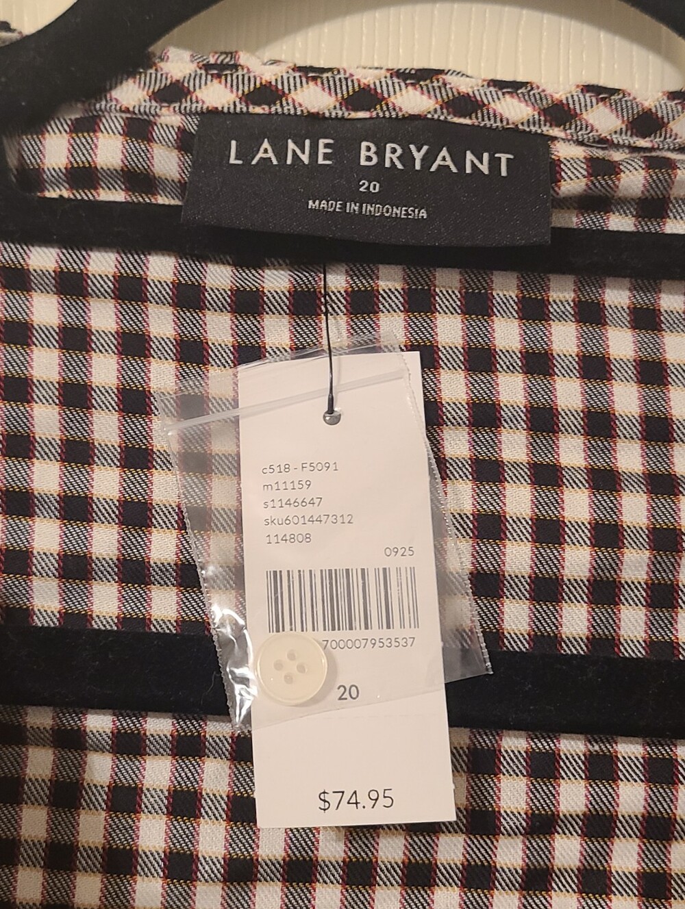 Lane Bryant Black & White Gingham Ruffle Blouse - Picture 2 of 6